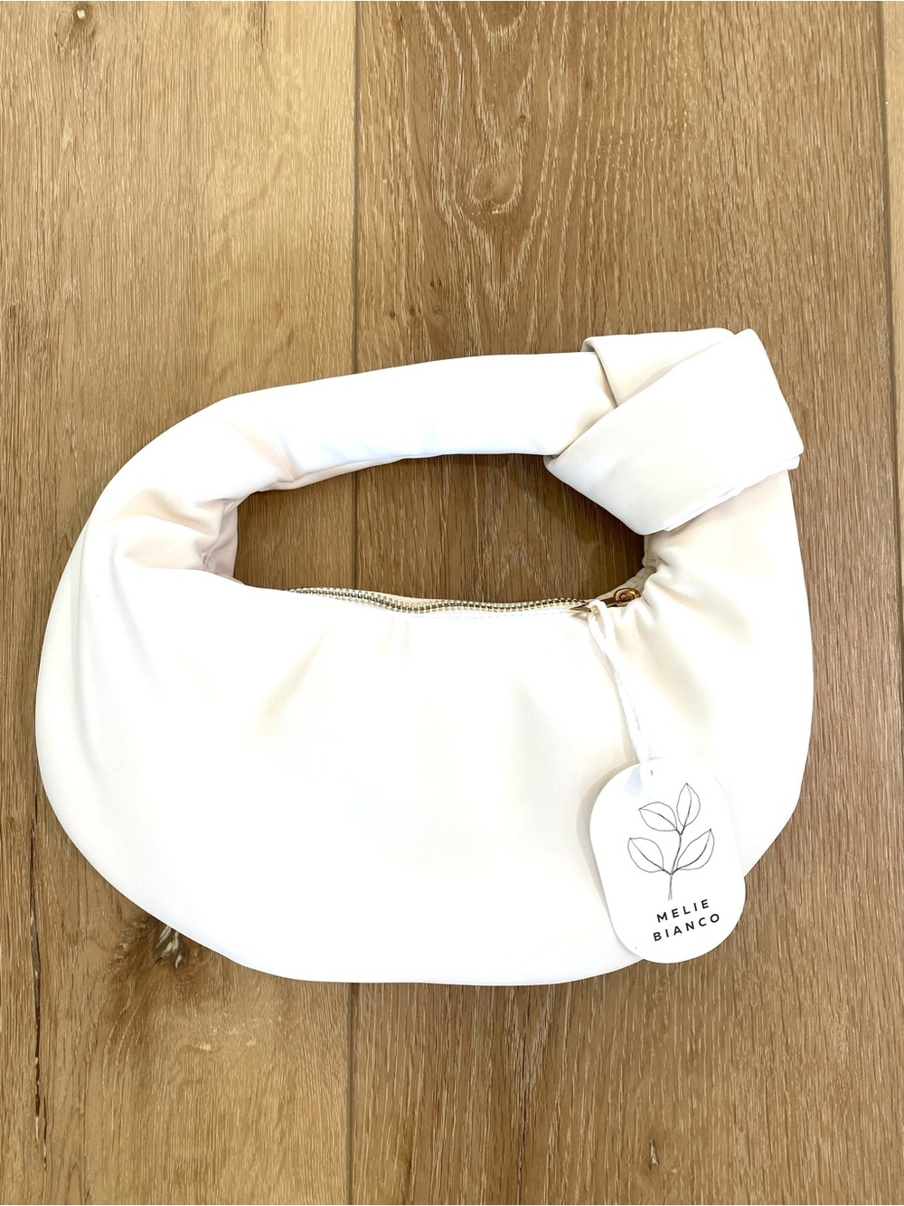 Melie Bianco Purse Cream Vegan Leather Hobo Summer Wedding Guest Preppy  Bag NWT